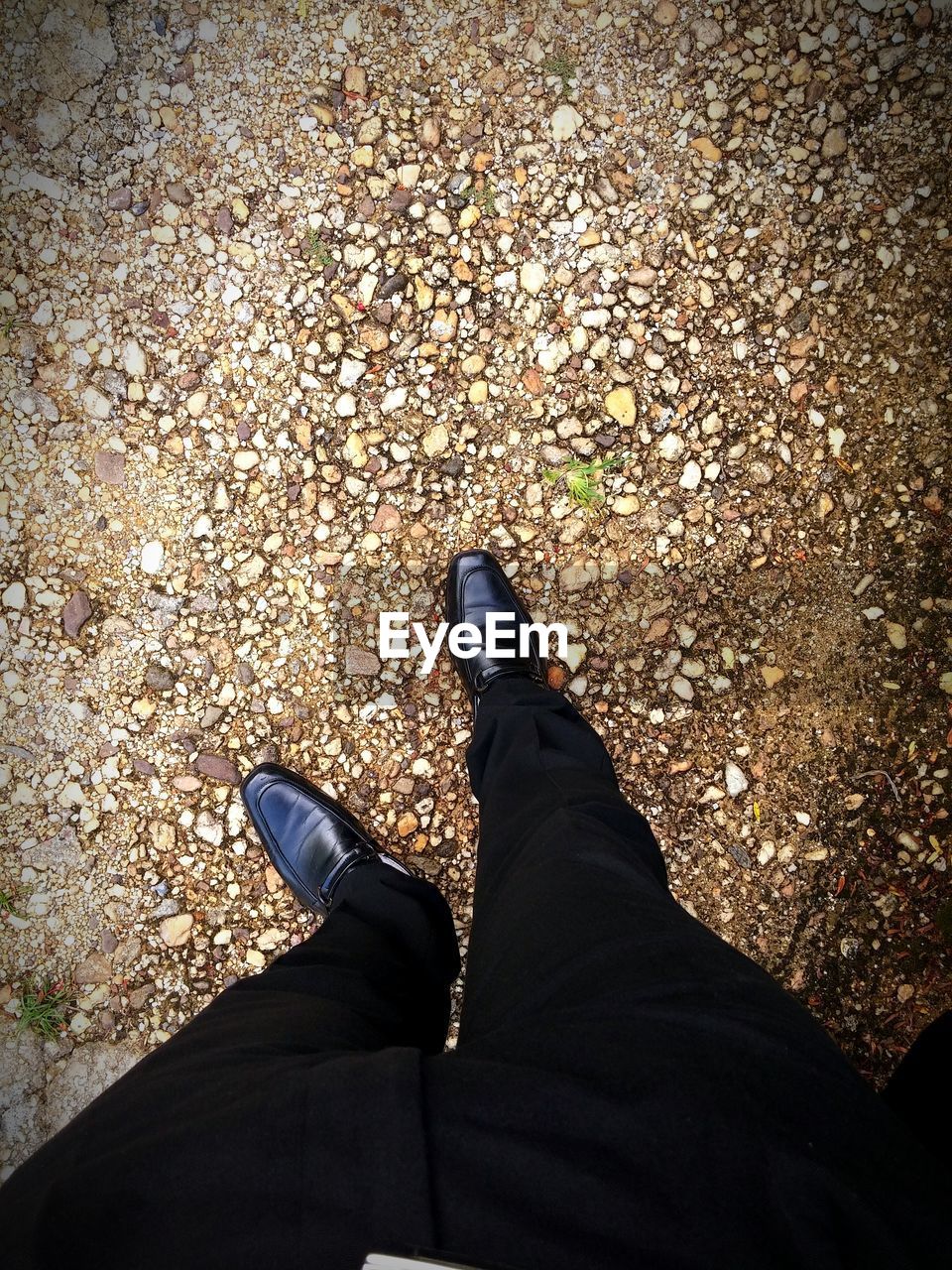 Close-up low section of man standing on ground