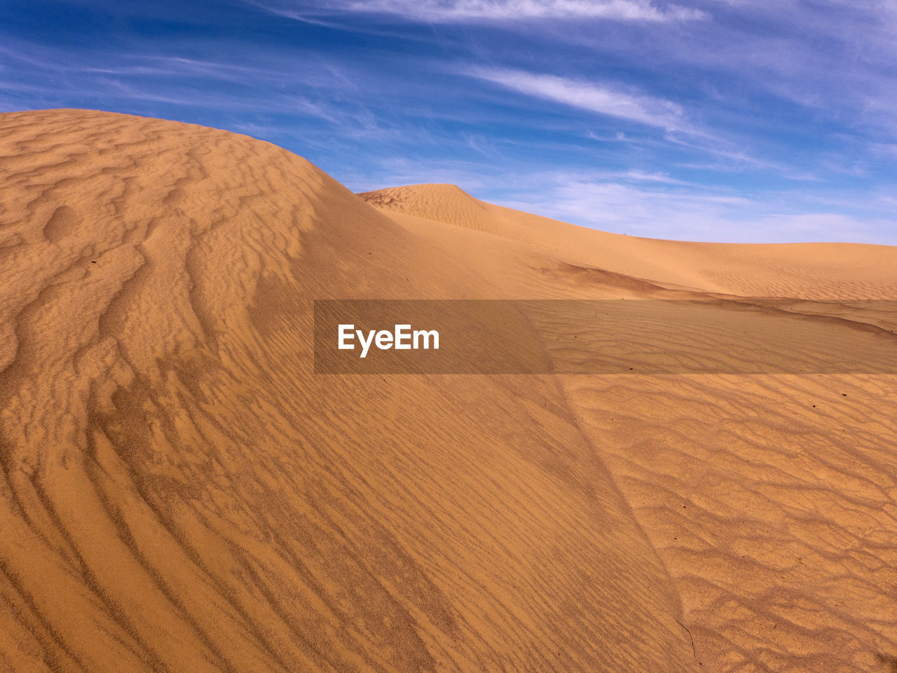 Scenic view of sand dunes in desert against sky