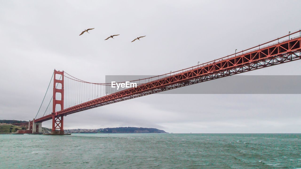 LOW ANGLE VIEW OF SUSPENSION BRIDGE