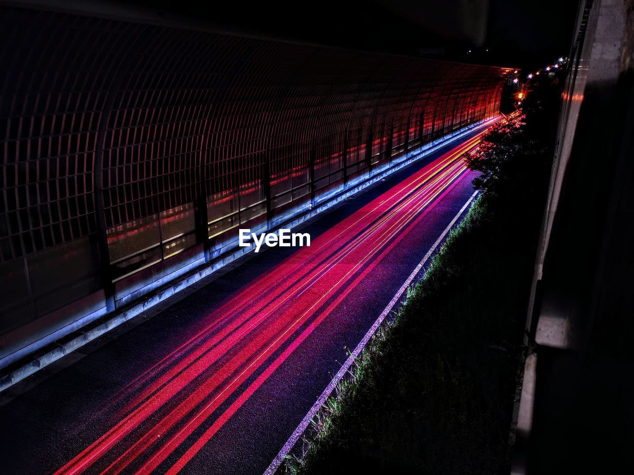 Light trails on street at night