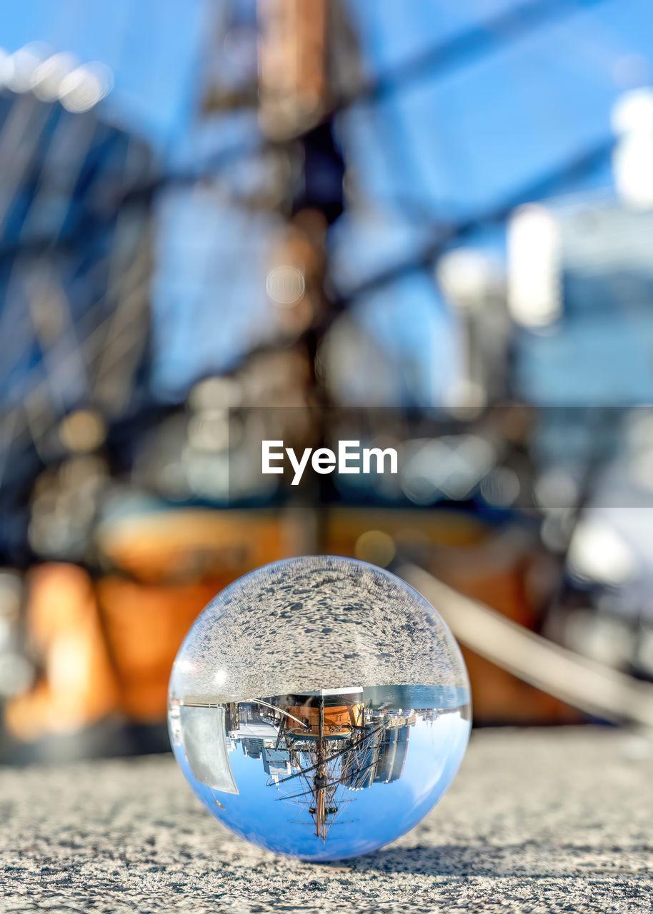 low angle view of crystal ball