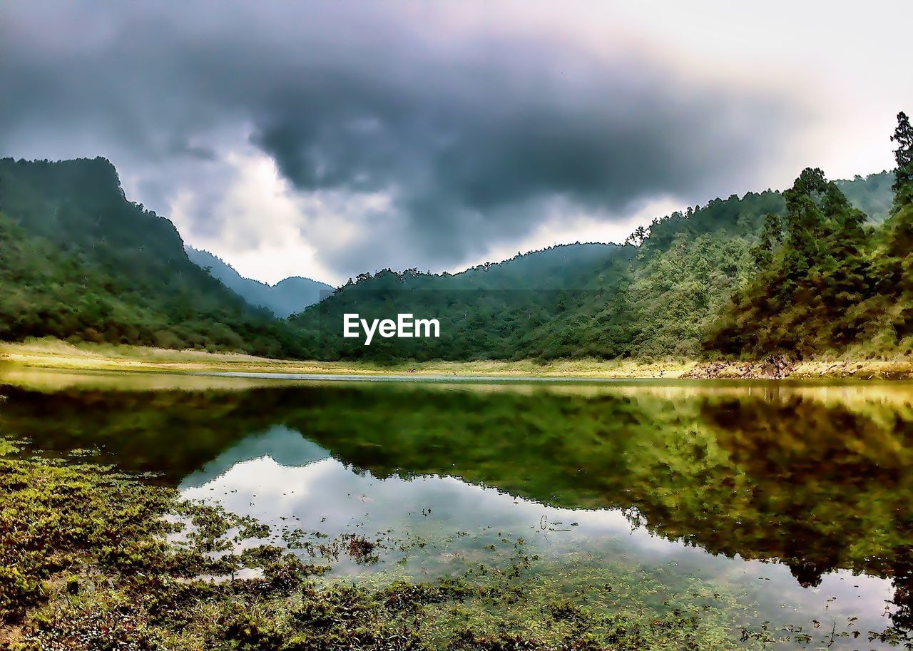 REFLECTION OF MOUNTAINS IN LAKE