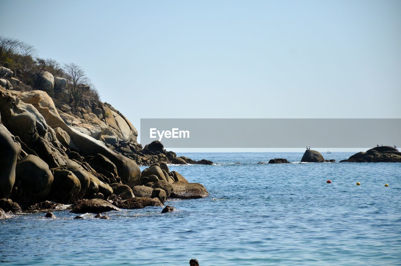 Scenic view of sea against clear sky