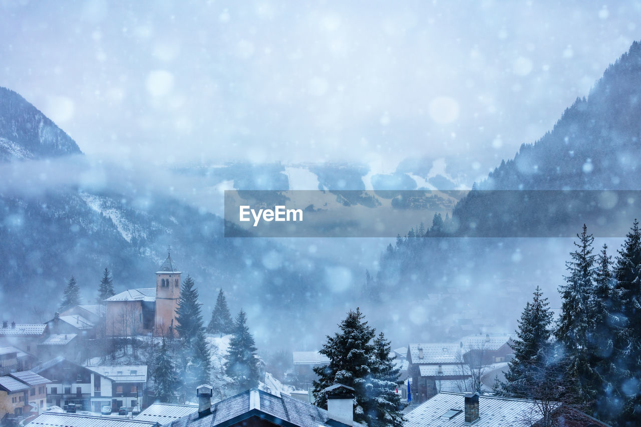 scenic view of snow covered mountain against sky