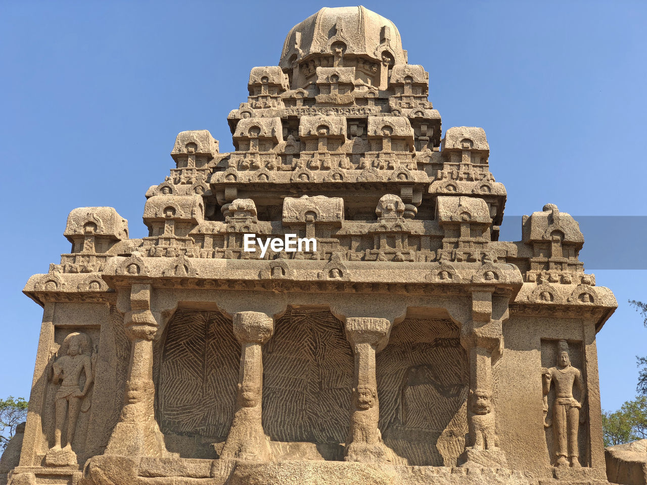 View of old ruins against clear sky in mahabalipuram, tamilnadu 