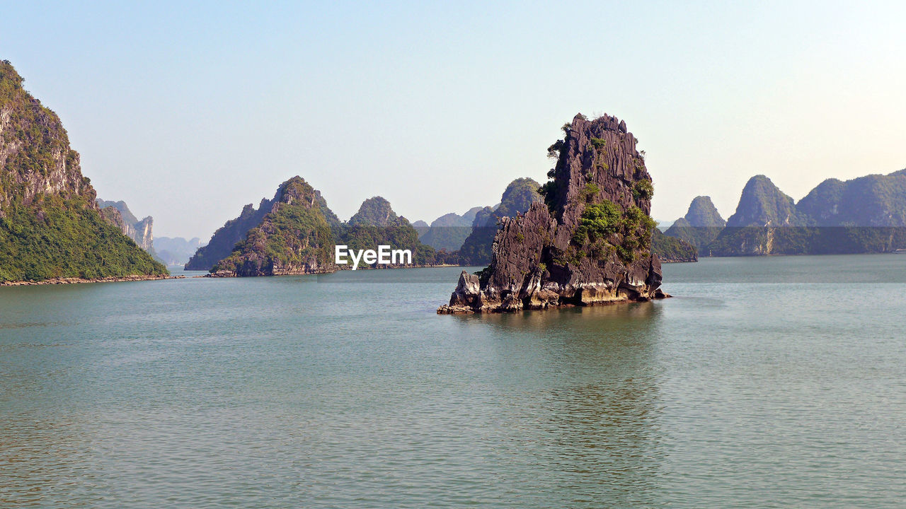 Scenic view of sea against clear sky