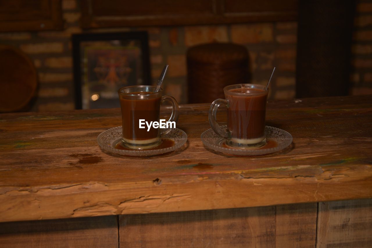 Close-up of tea cup on table