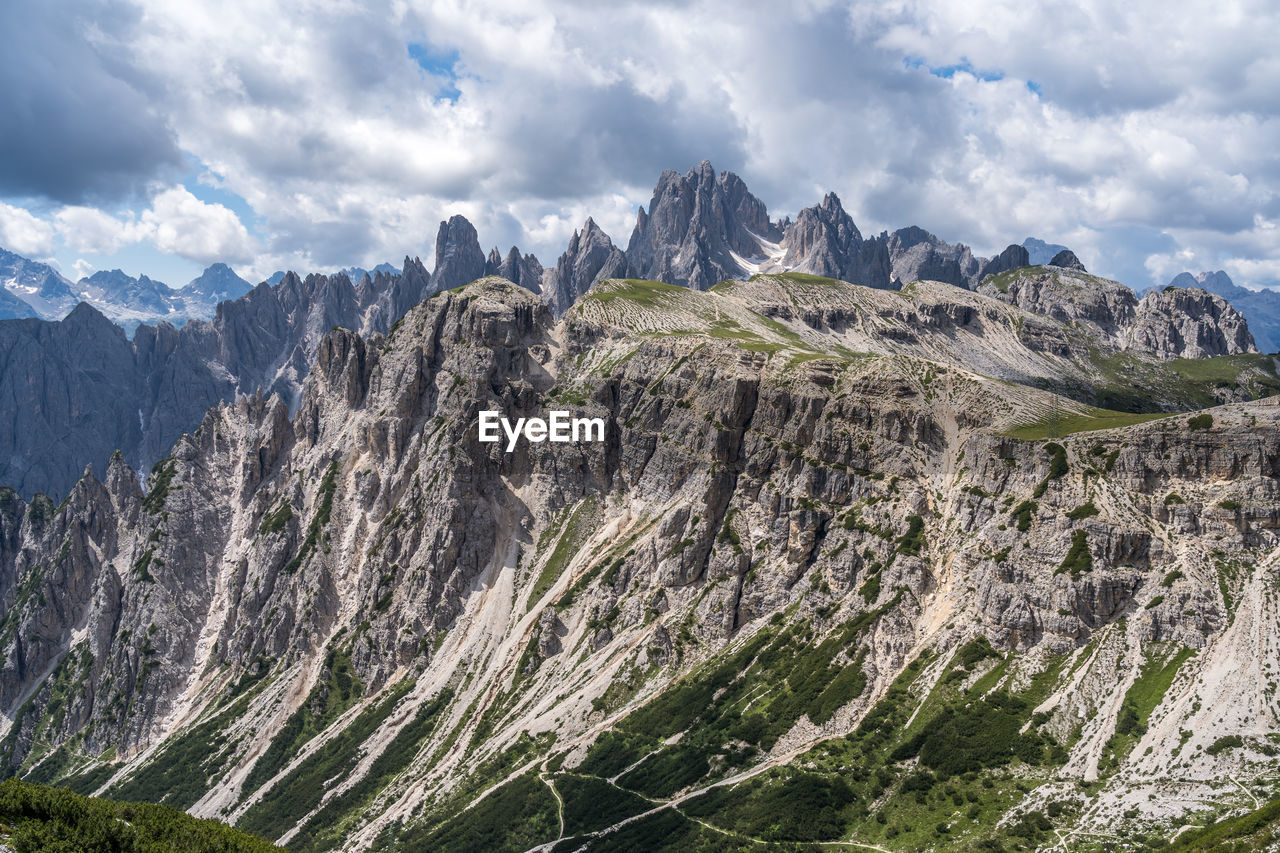 Panoramic view of rocky mountains against sky