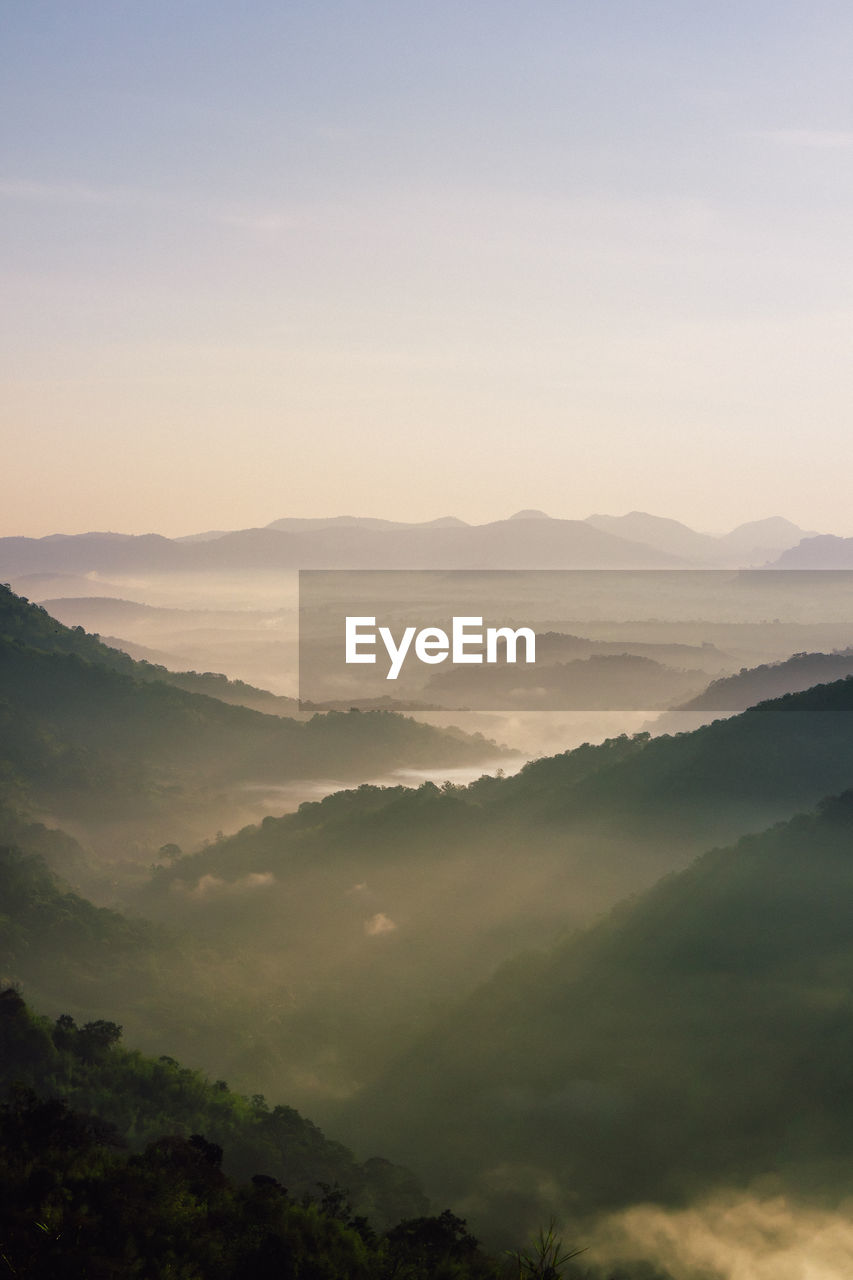 Scenic view of landscape against sky during sunset