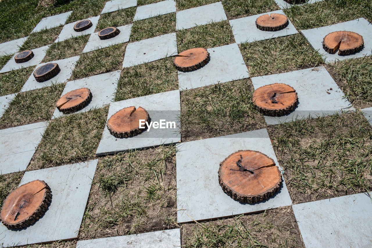  full frame of outdoor life-size checkers board 