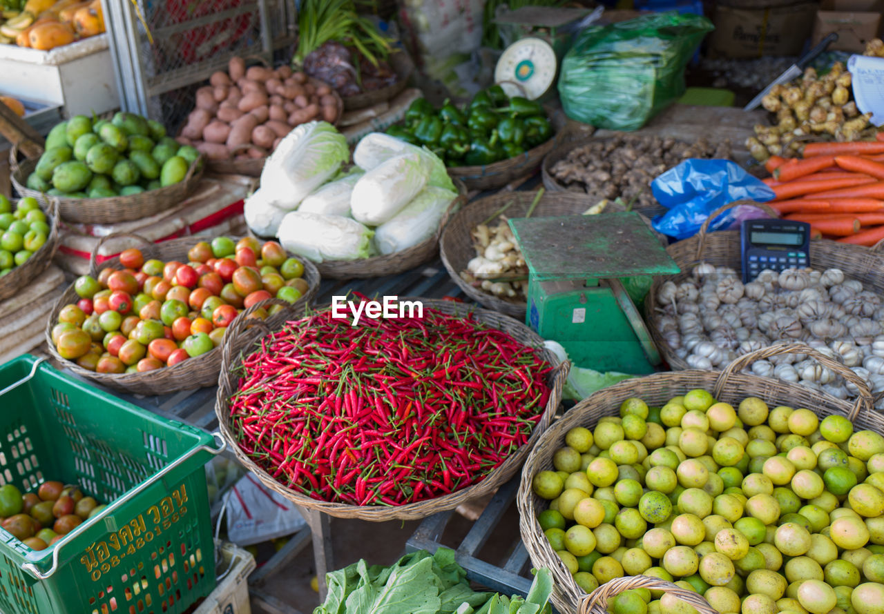 High angle view of for sale at market stall