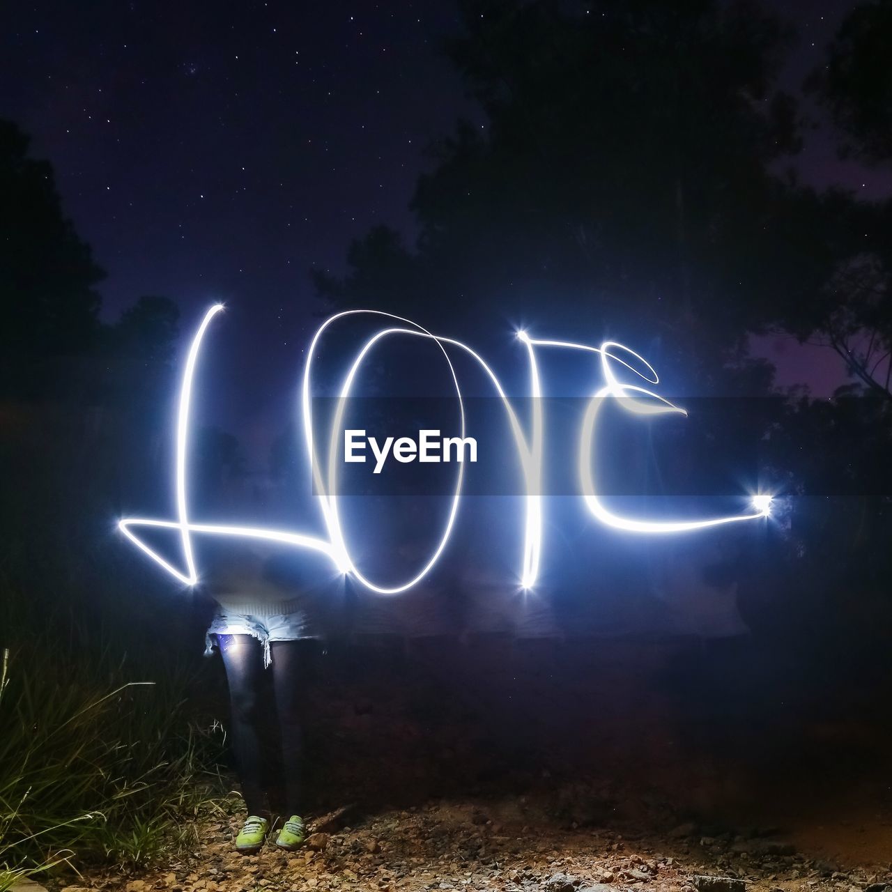 Love light painting in yard at night