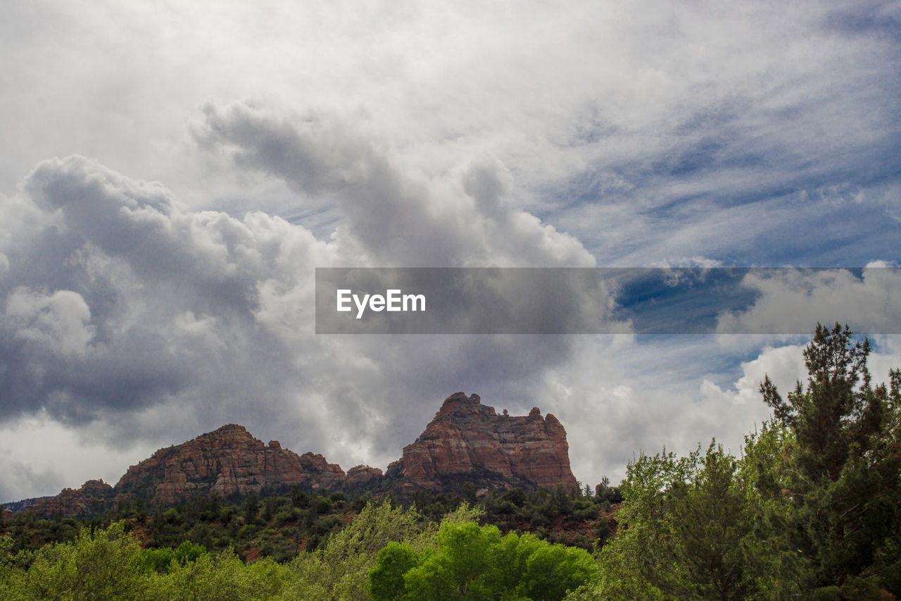 SCENIC VIEW OF MOUNTAINS AGAINST CLOUDY SKY