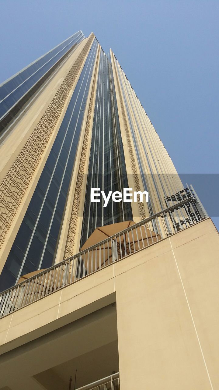 Low angle view of modern building against sky