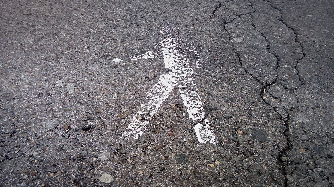 High angle view of marking on road