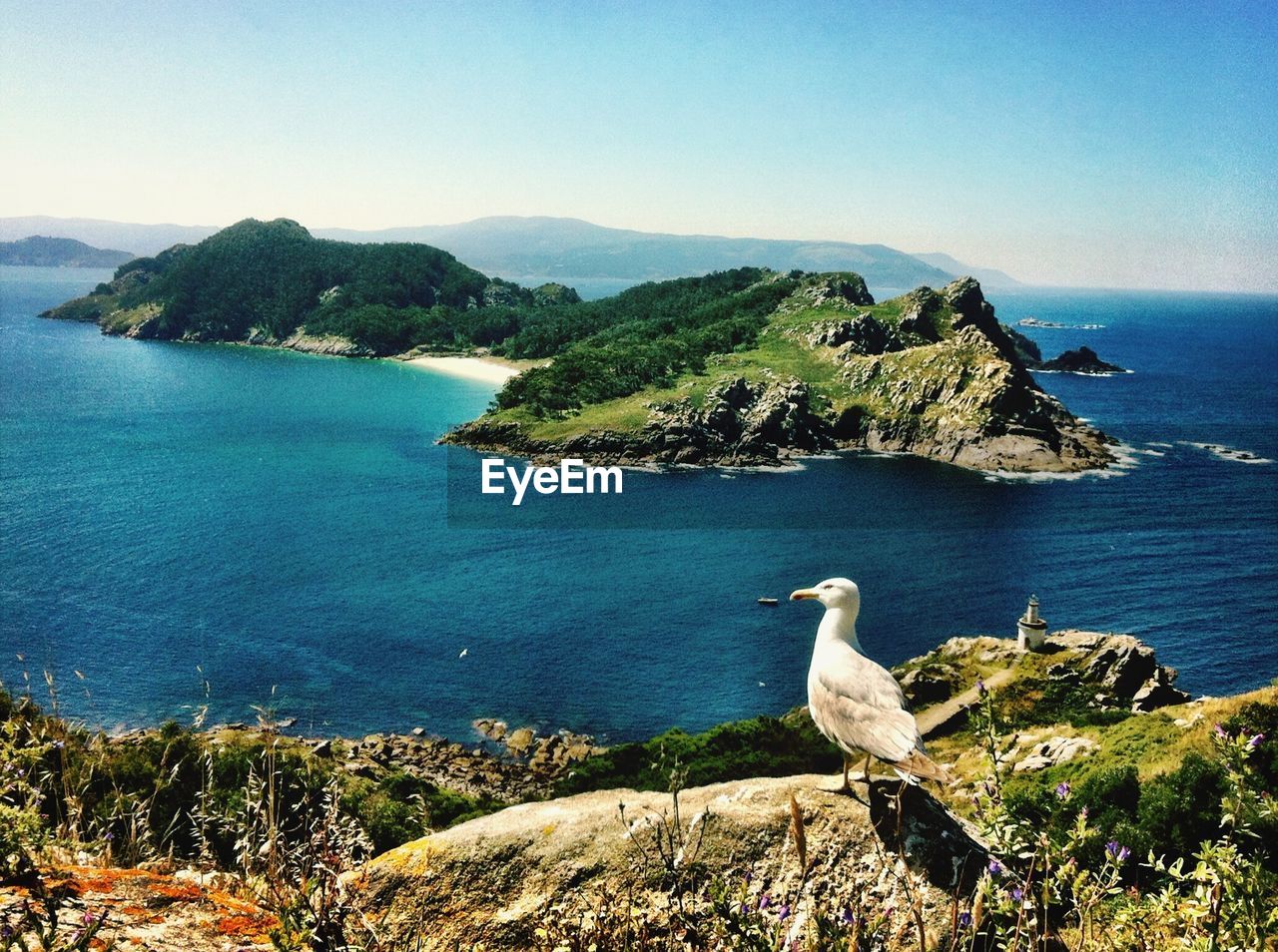 High angle view of calm blue sea