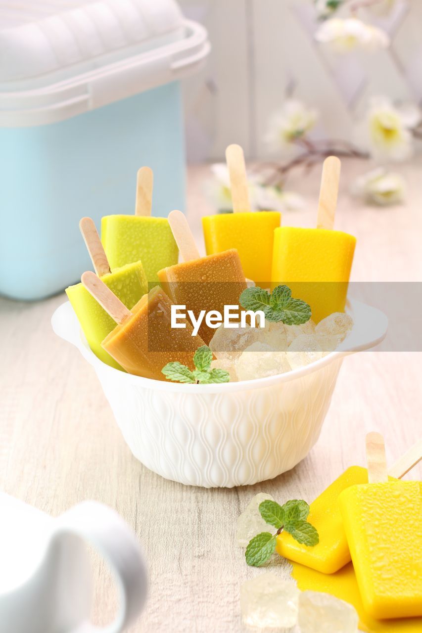 Close-up of food in bowl on table