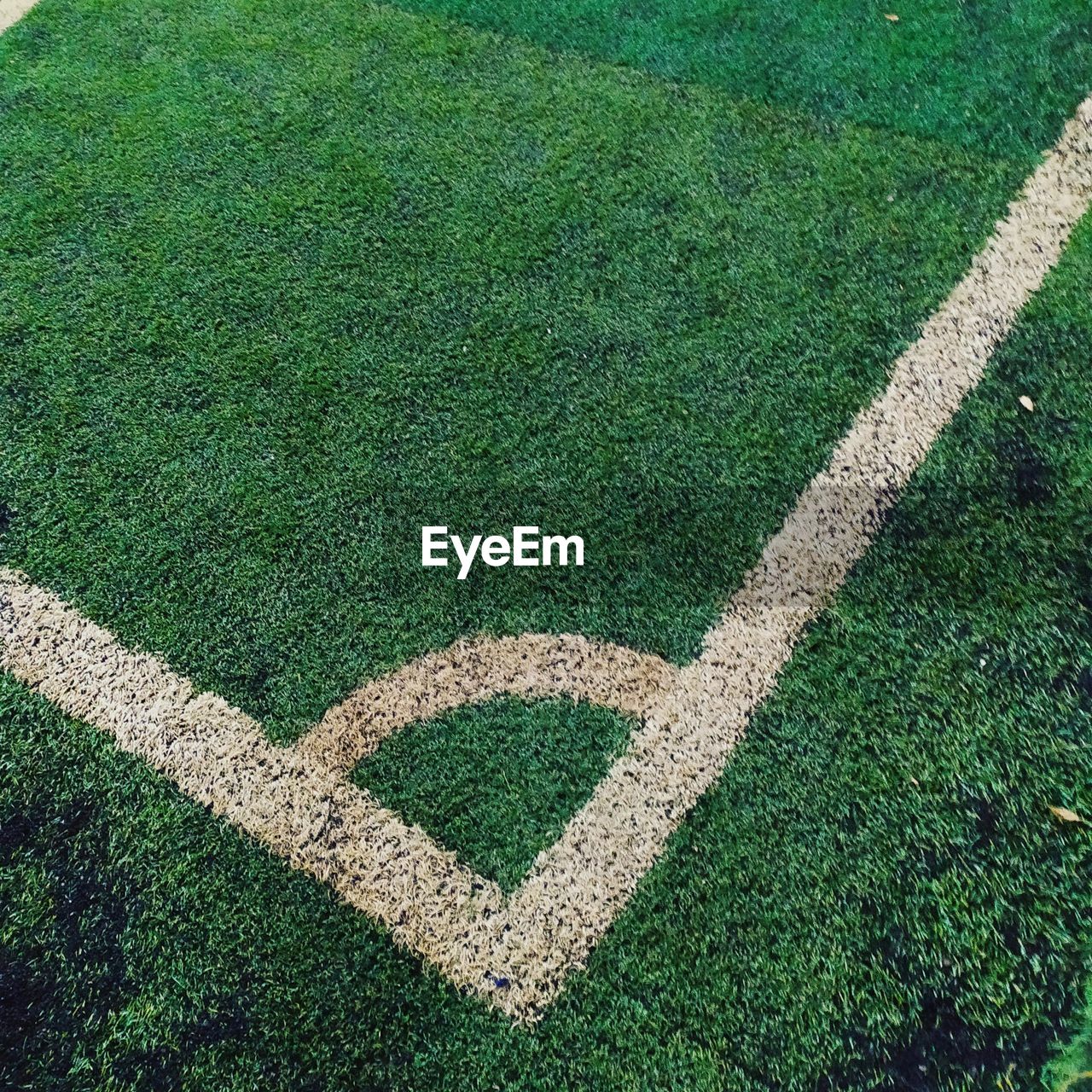 High angle view of soccer field