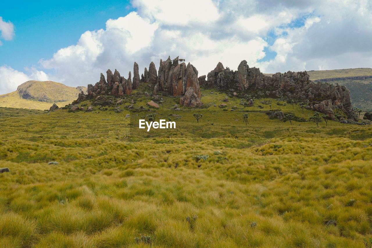 Rock formations against sky at the ol doinyo lesatima dragons teeth in the aberdares, kenya