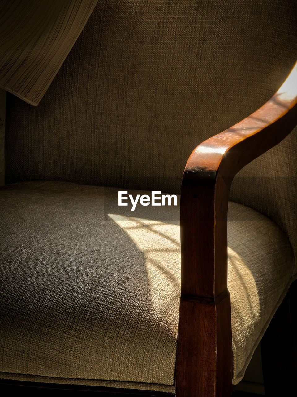 High angle view of empty sofa at home