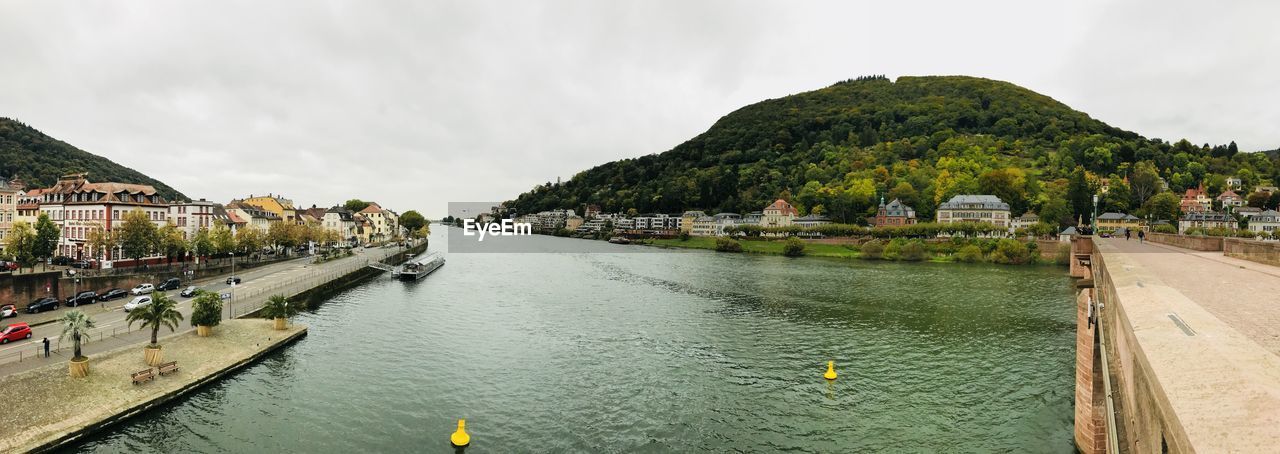 Panoramic view of river and city against sky