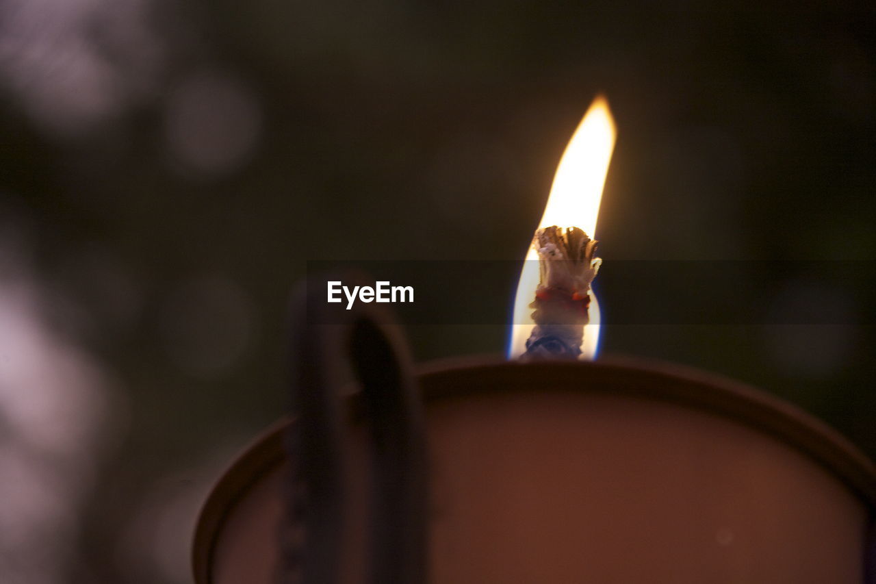 Close-up of illuminated candle