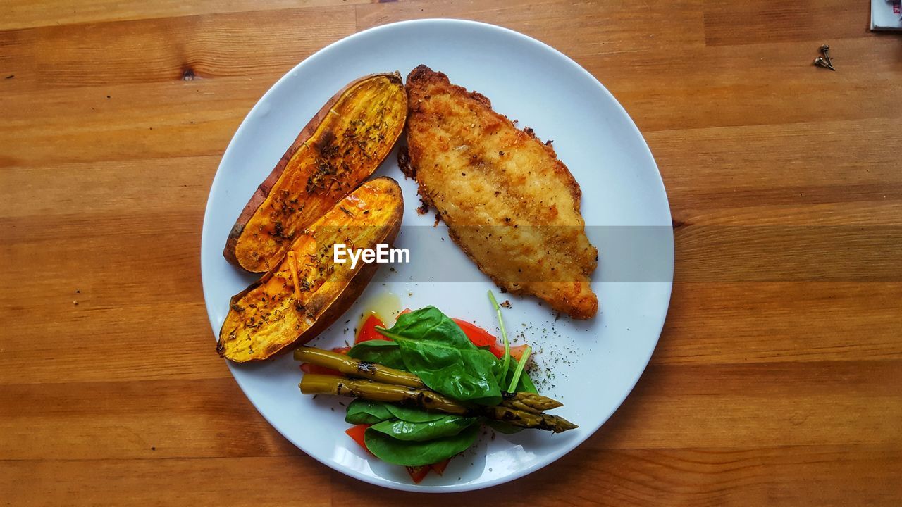 HIGH ANGLE VIEW OF FOOD ON PLATE