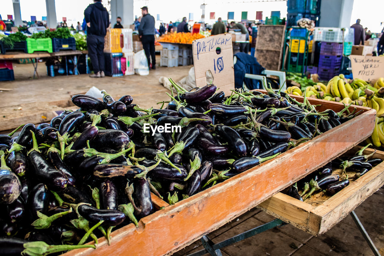 high angle view of vegetables for sale at market