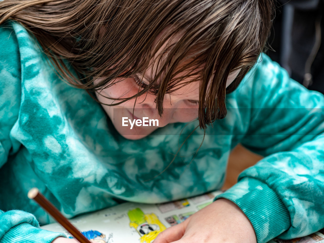 Close-up of girl drawing