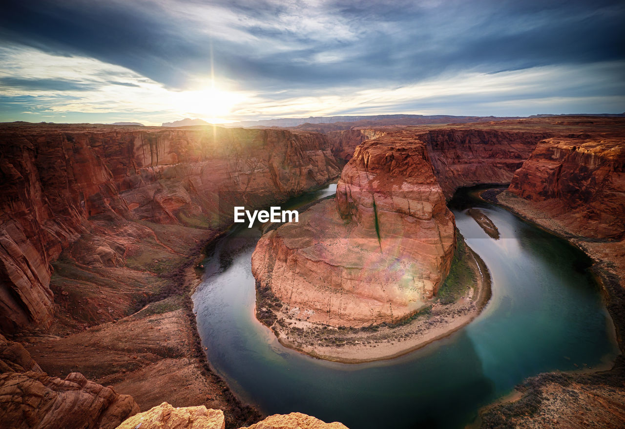 Aerial view of river in mountains