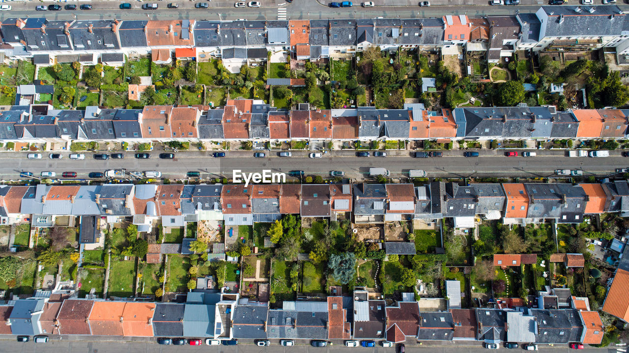 HIGH ANGLE VIEW OF RESIDENTIAL BUILDINGS