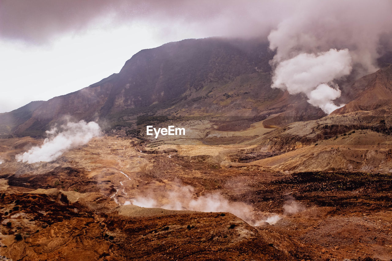 Smoke emitting from volcano