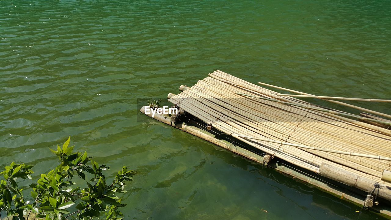 High angle view of pier over lake