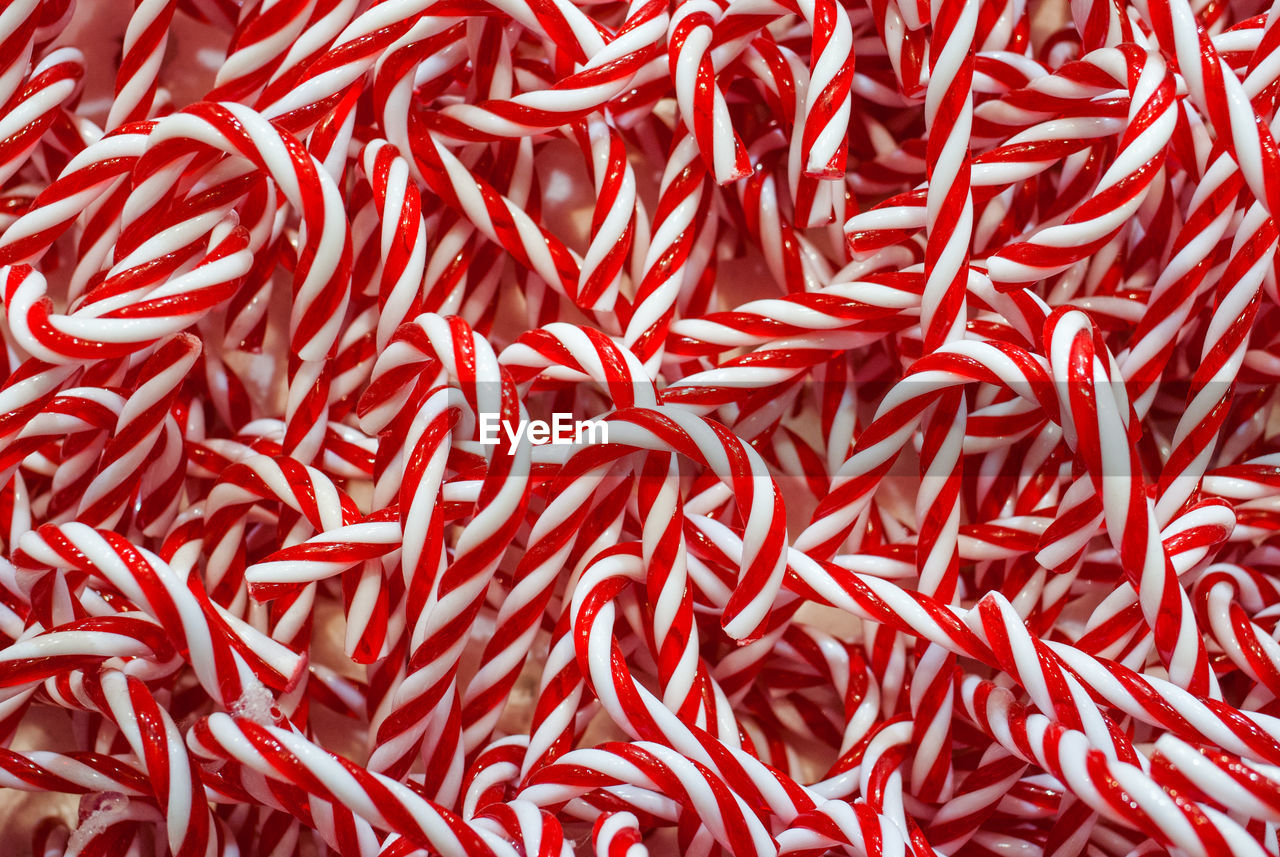 Full frame shot of candy canes for sale