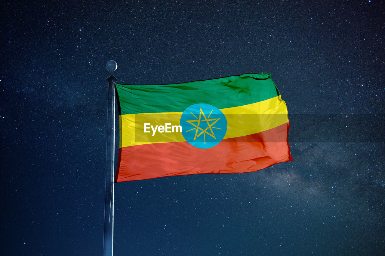 Flag of ethiopia against star field sky