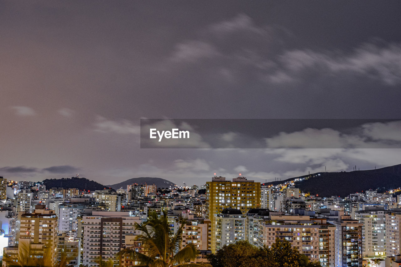 Long exposure urban night photography with buildings and lights of a brazilian city