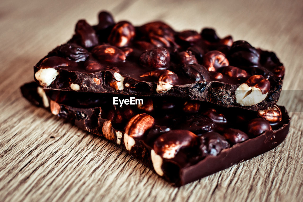 Close-up of chocolate bar on table