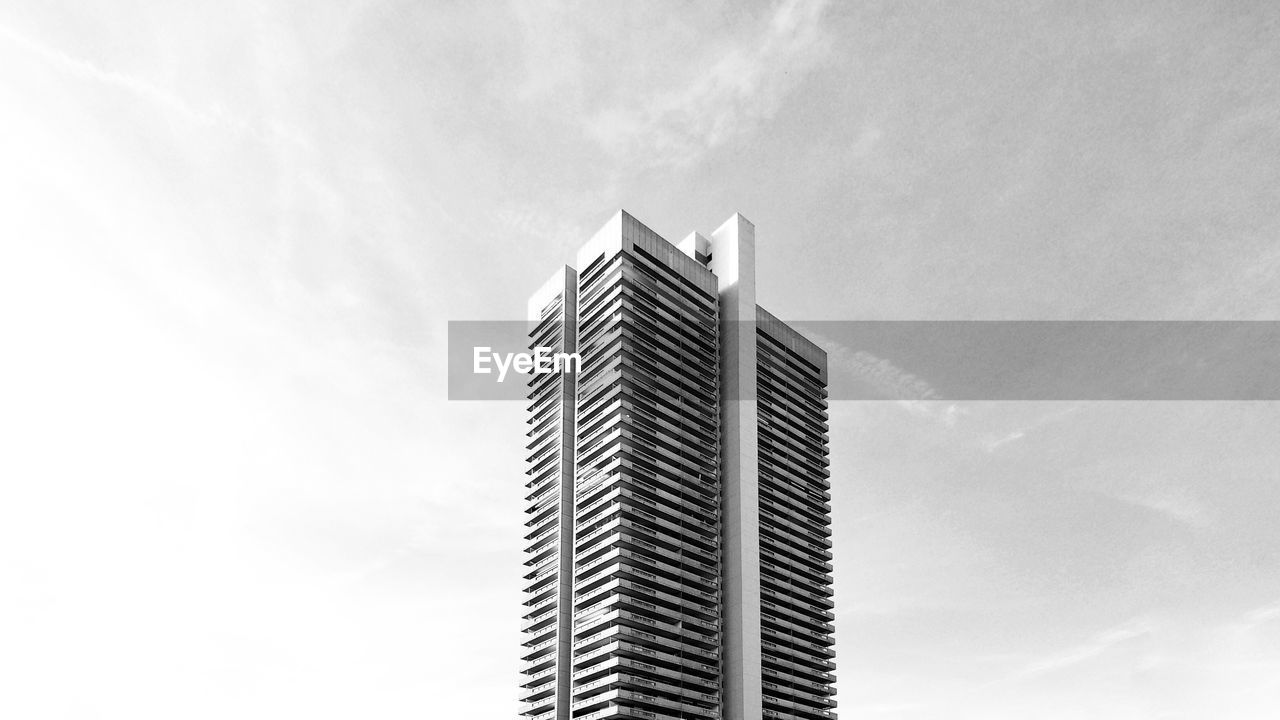 Low angle view of modern building against sky