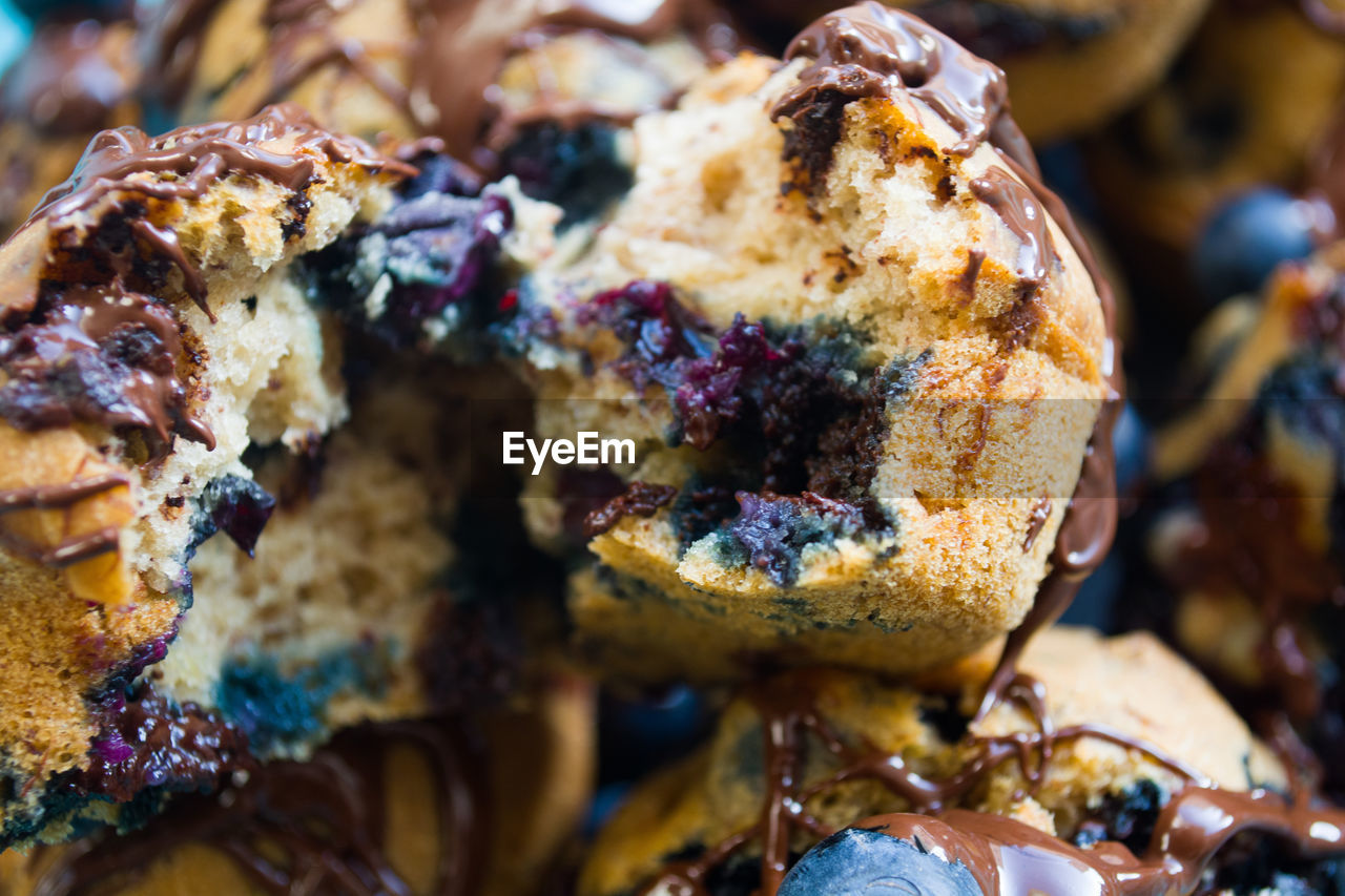 Close up shot of vegan blueberry muffins