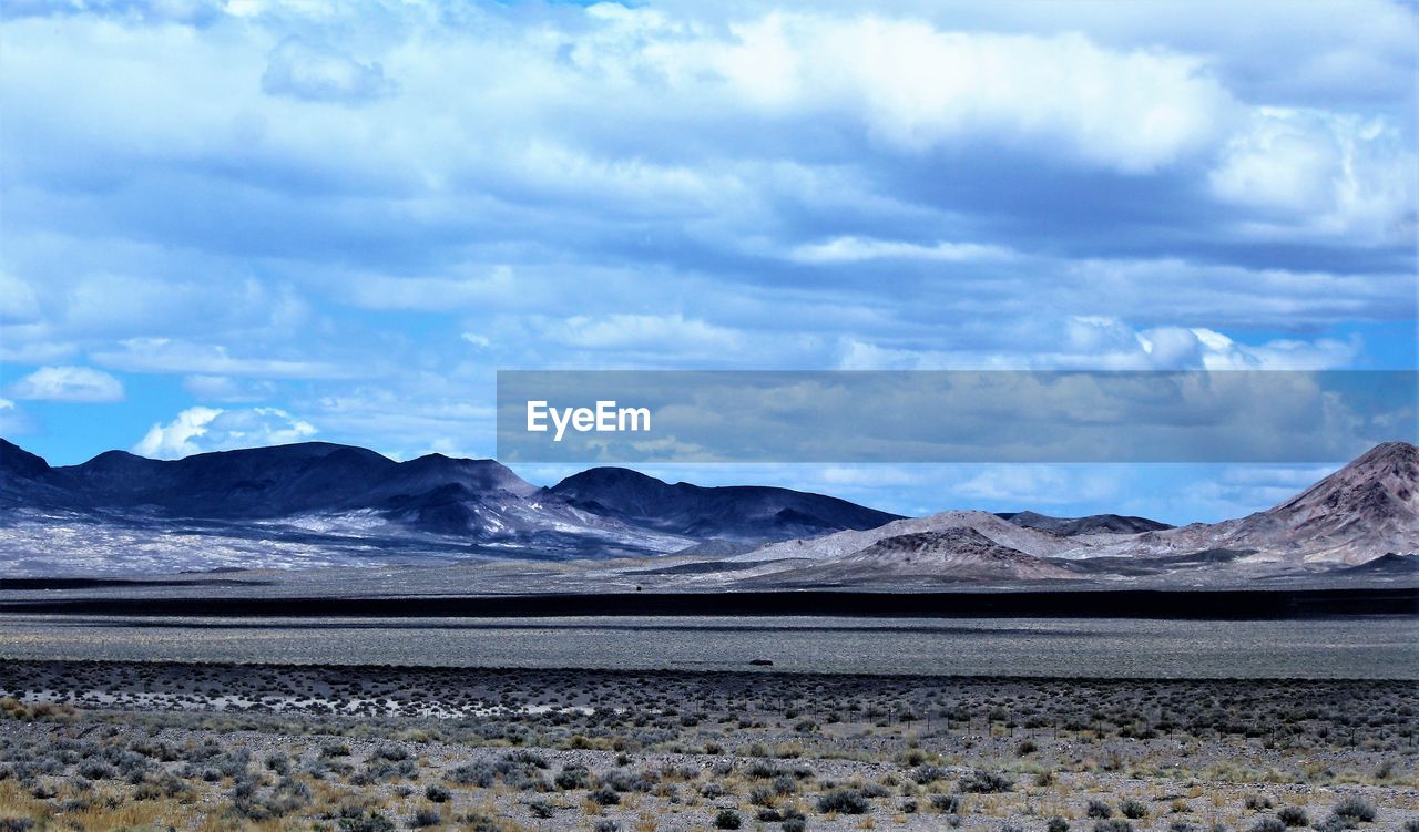 Scenic view of landscape and mountains against sky