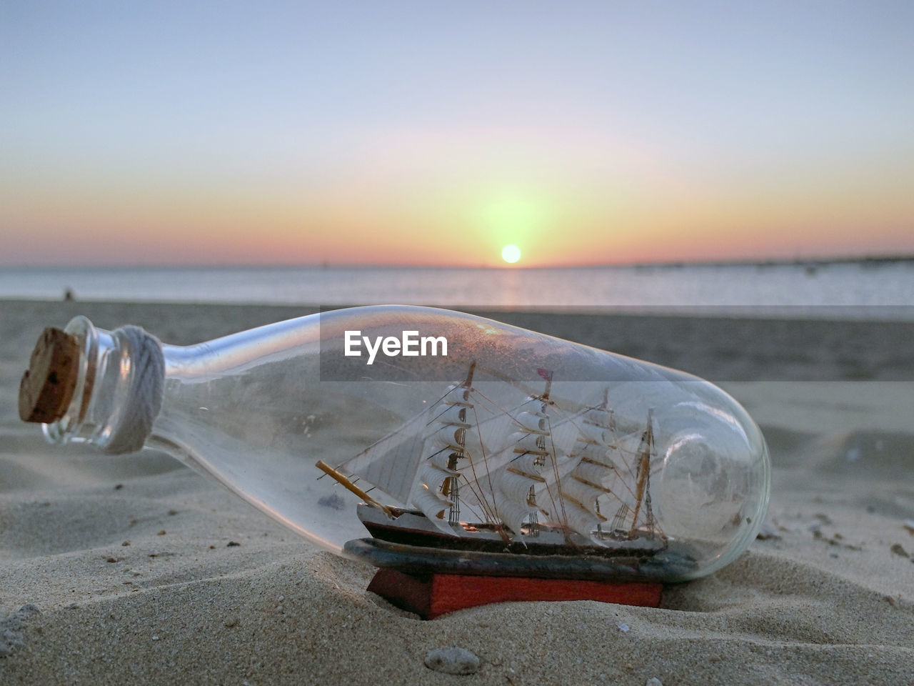 Close-up of ship in bottle