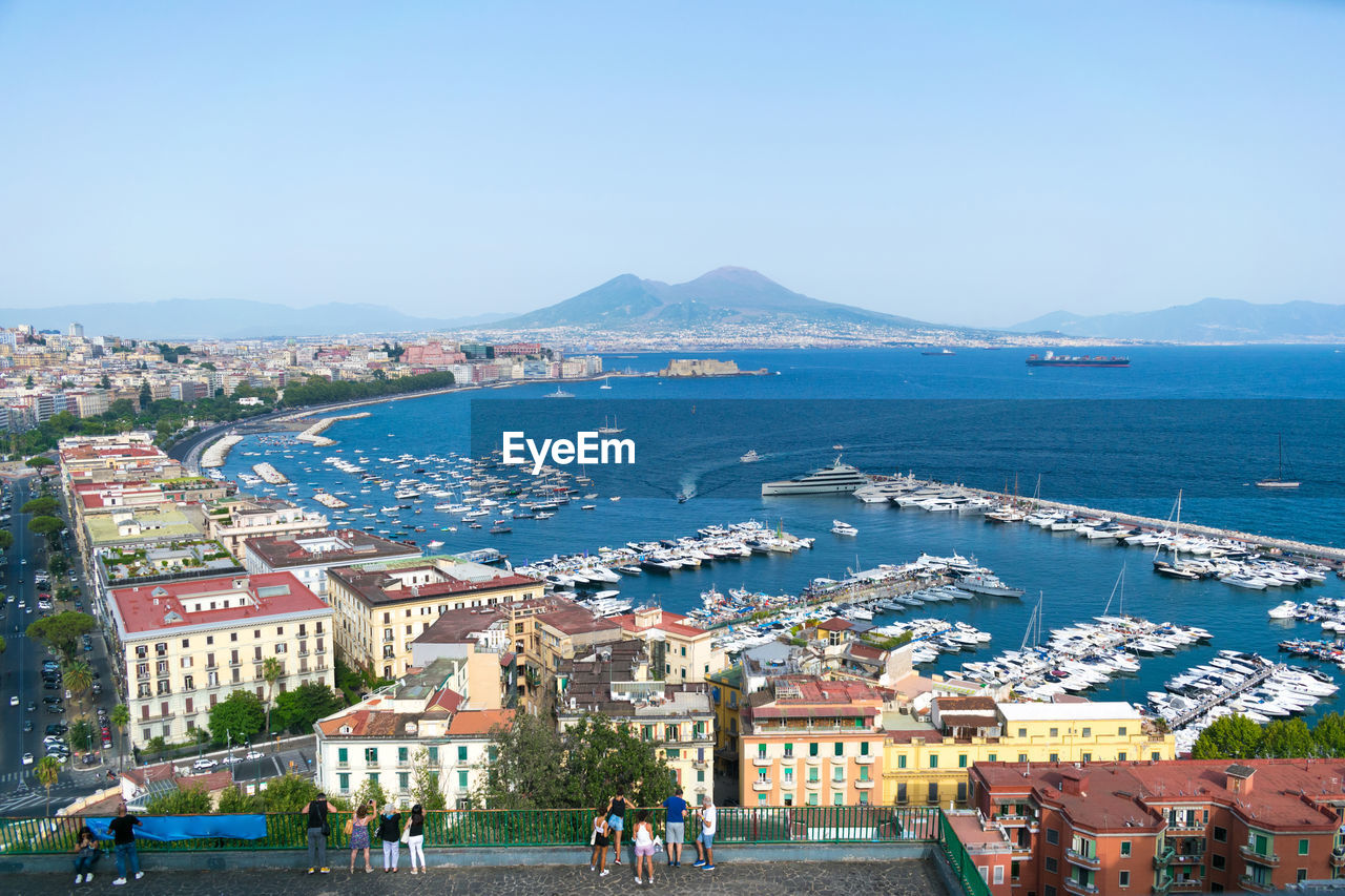 A view from posillipo. vesuvius on background and city in the foreground. gulf of napoli - italy. 