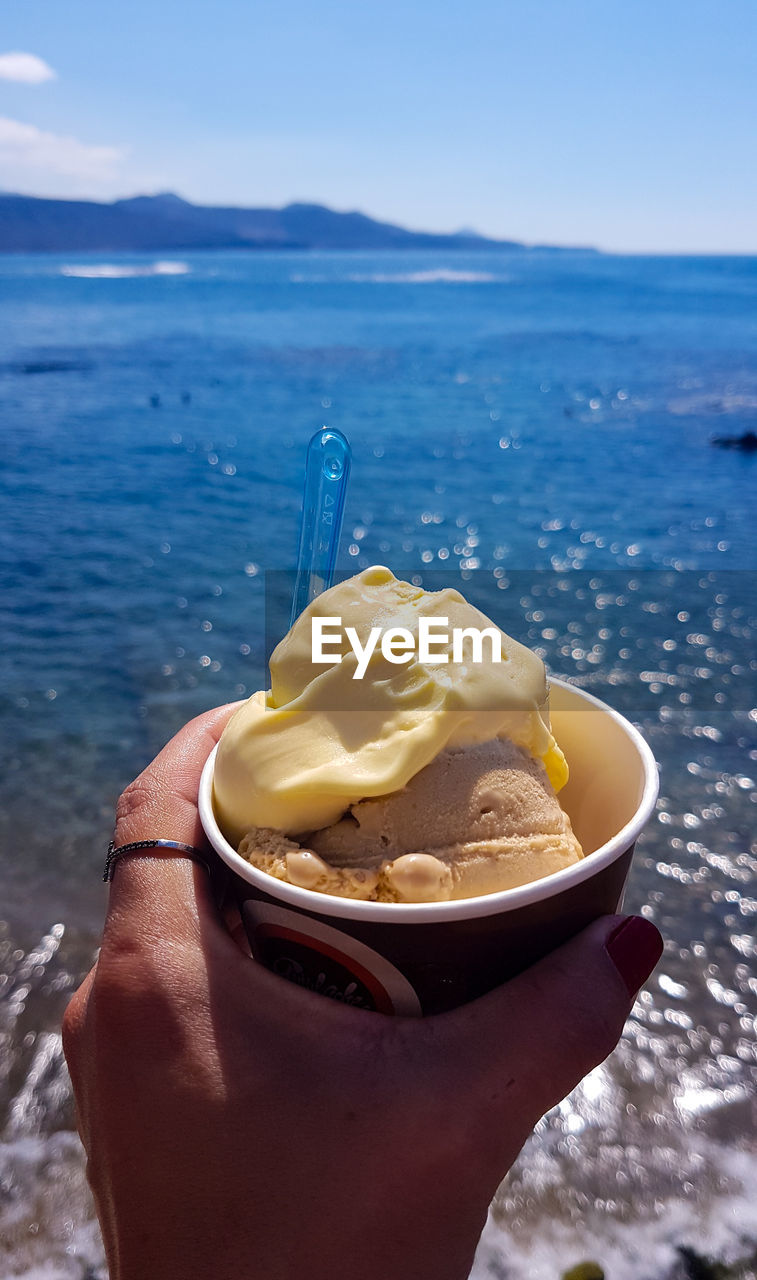 PERSON HOLDING ICE CREAM CONE