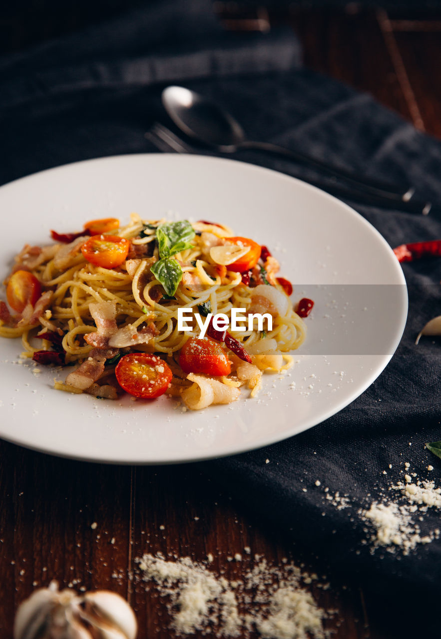 CLOSE-UP OF MEAL SERVED ON TABLE