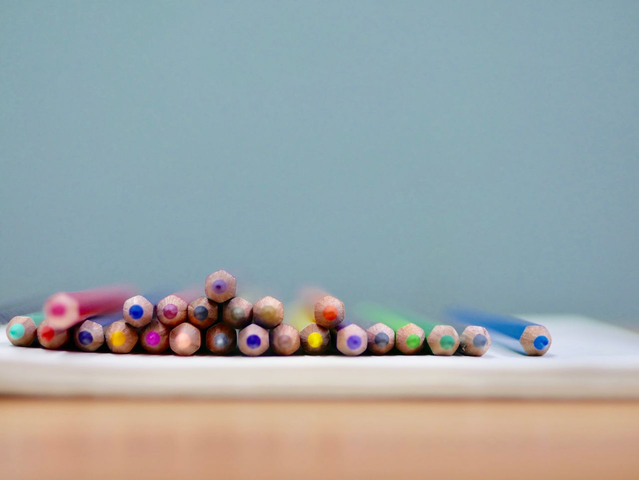 Close-up of multi colored balls on table