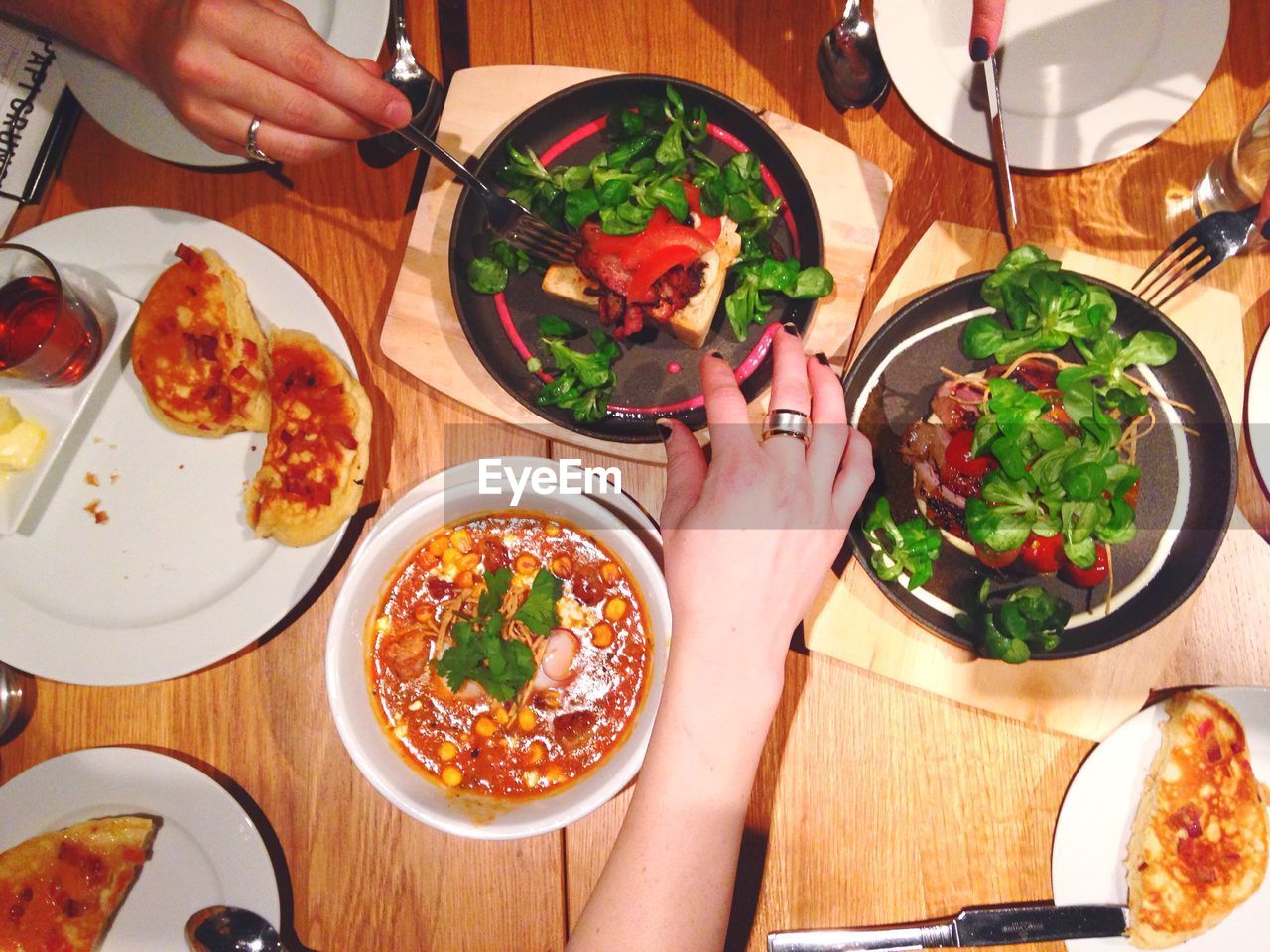 People eating dinner at home