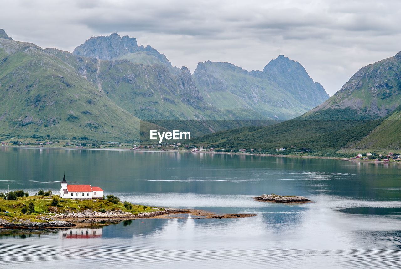 View over fjord and mountains in cap north in norway 