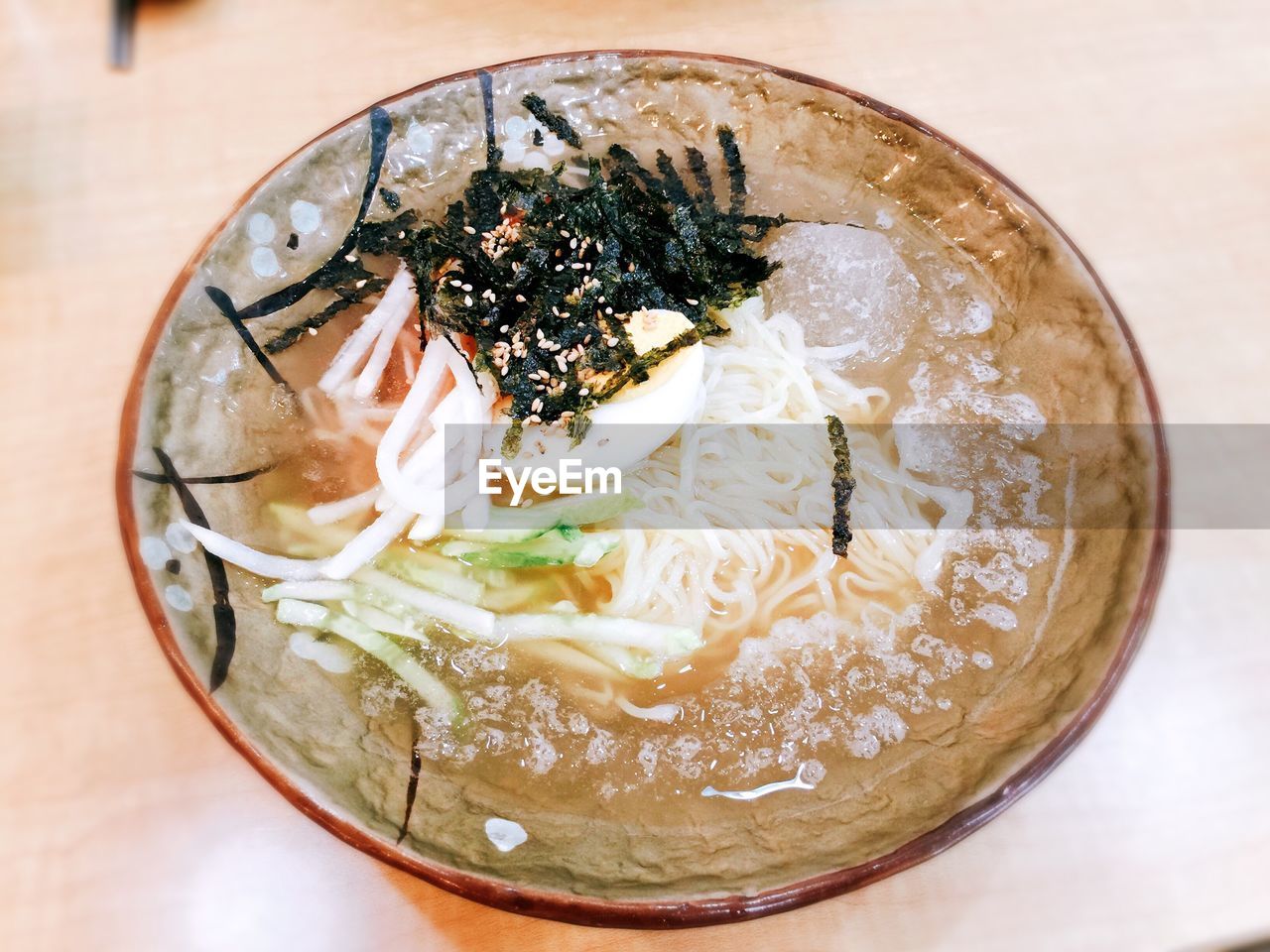 Close-up of soup in bowl on table