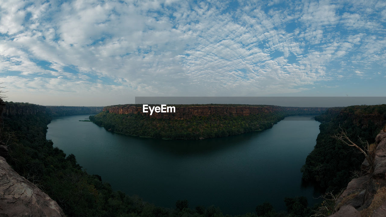 Panoramic view of lake against sky