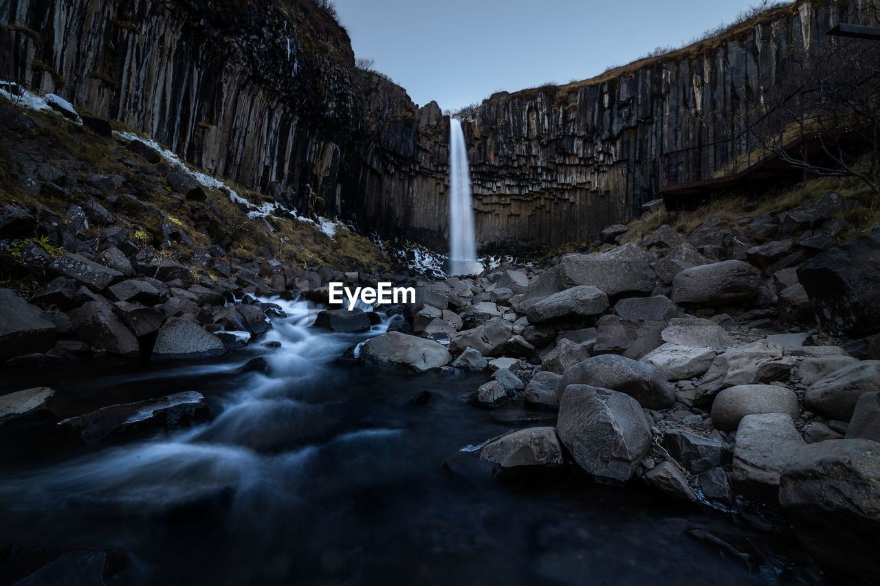 View of the svartifoss waterfall in the skaftafell national park, iceland